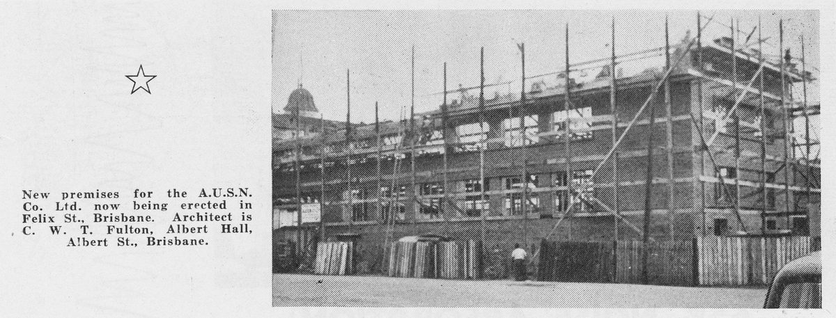New premises for the Australasian United Steam Navigation Co. Ltd. being erected in Felix Street, Brisbane, 1949., Brisbane City