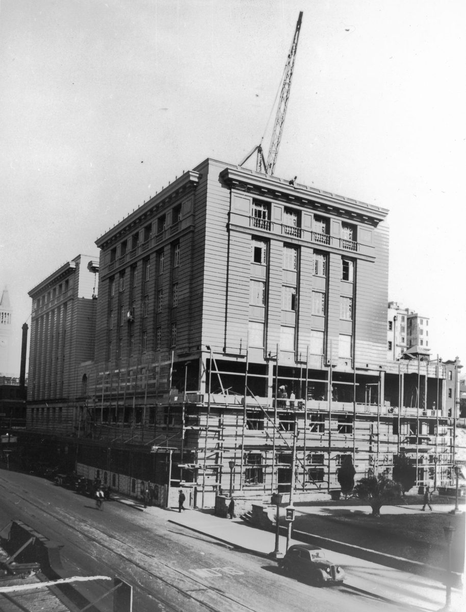 Construction of the State Government Buildings, Brisbane, nearing completion in 1935