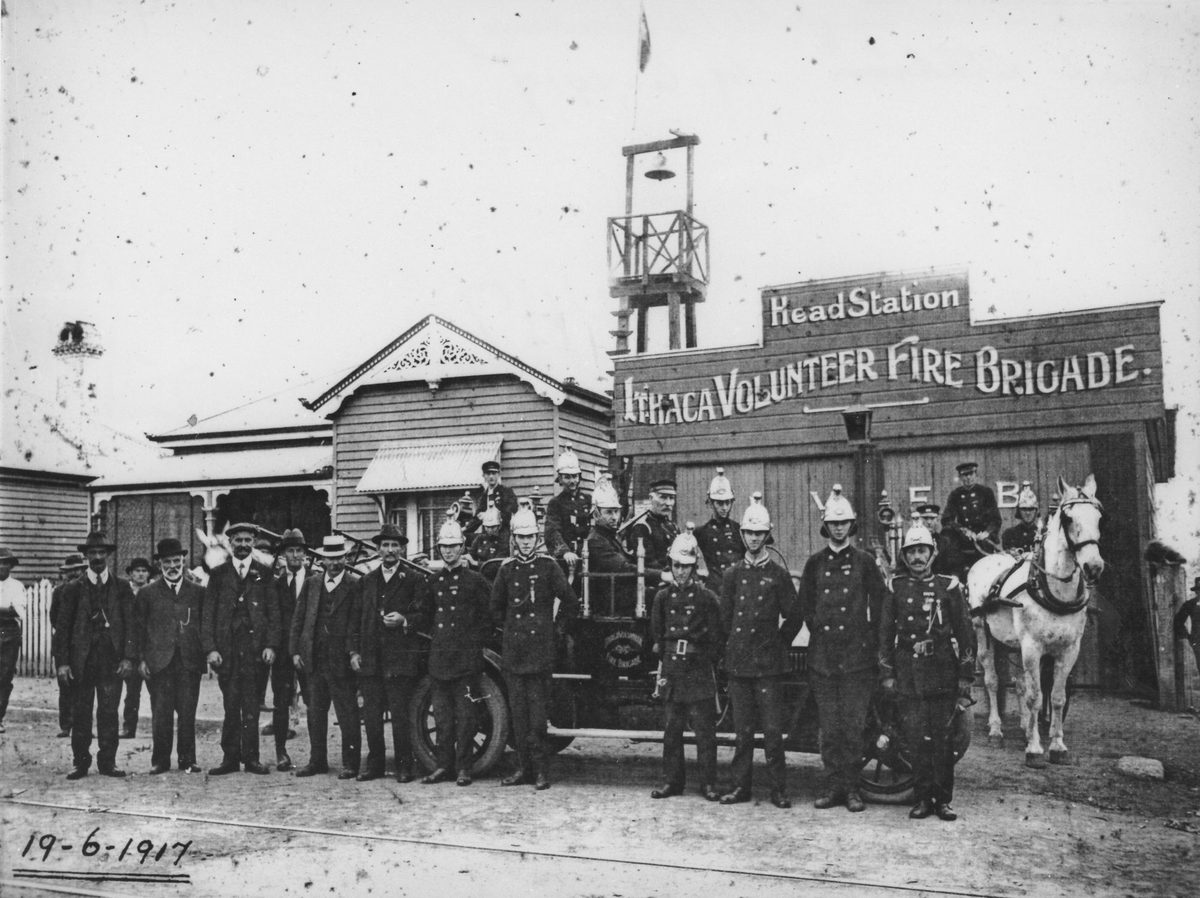 Head station of the Ithaca Volunteer Fire Brigade, 1917