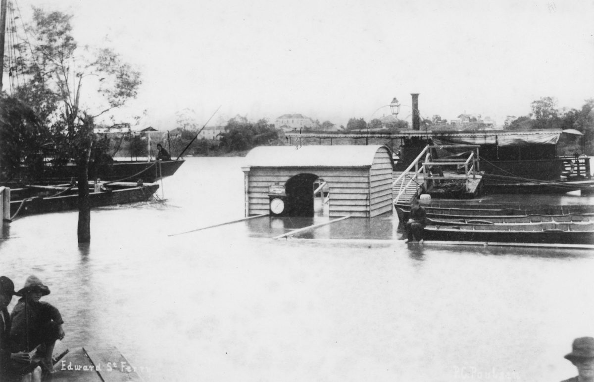 Edward Street ferry during the 1890 Brisbane floods, Brisbane City