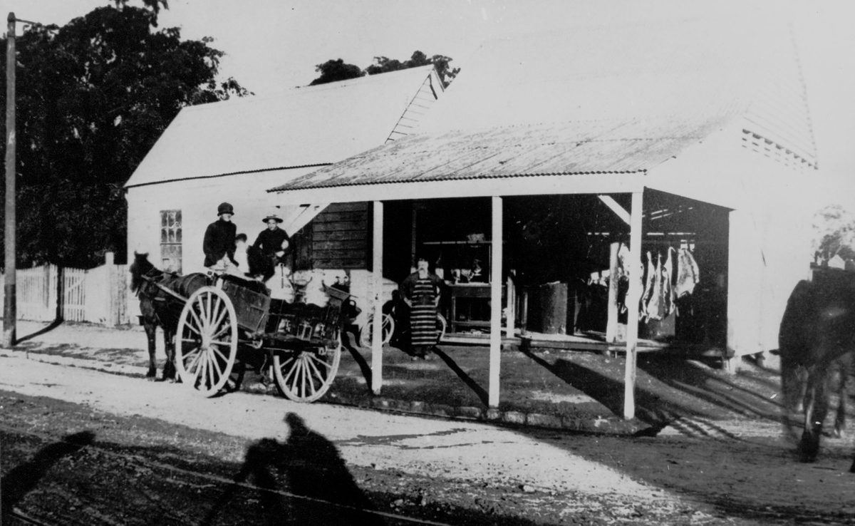 William Ross' Butcher Shop in Ipswich Road, Woolloongabba, 1900