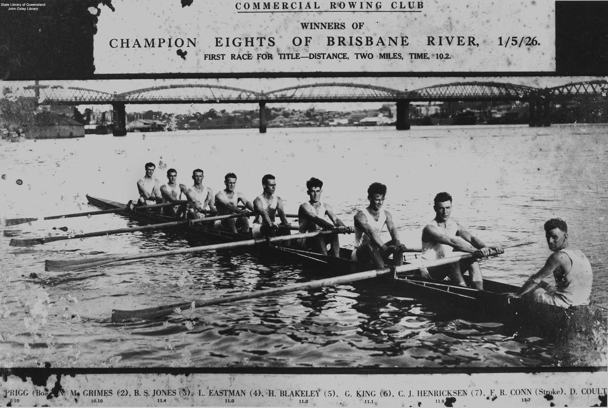 Champion rowers on the Brisbane River, Queensland, 1926