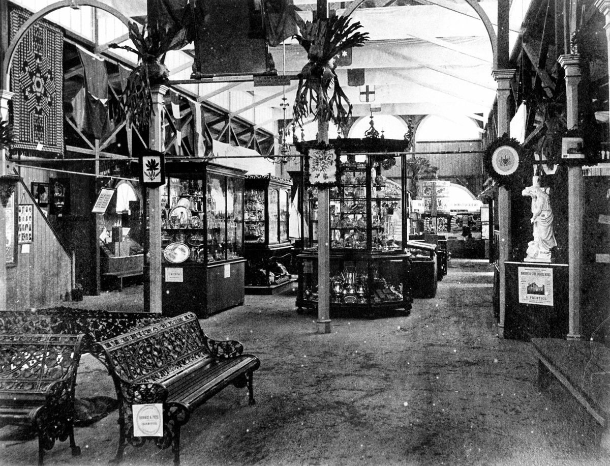 Interior of the main pavilion at the second Queensland Intercolonial Exhibition, 1877, Brisbane