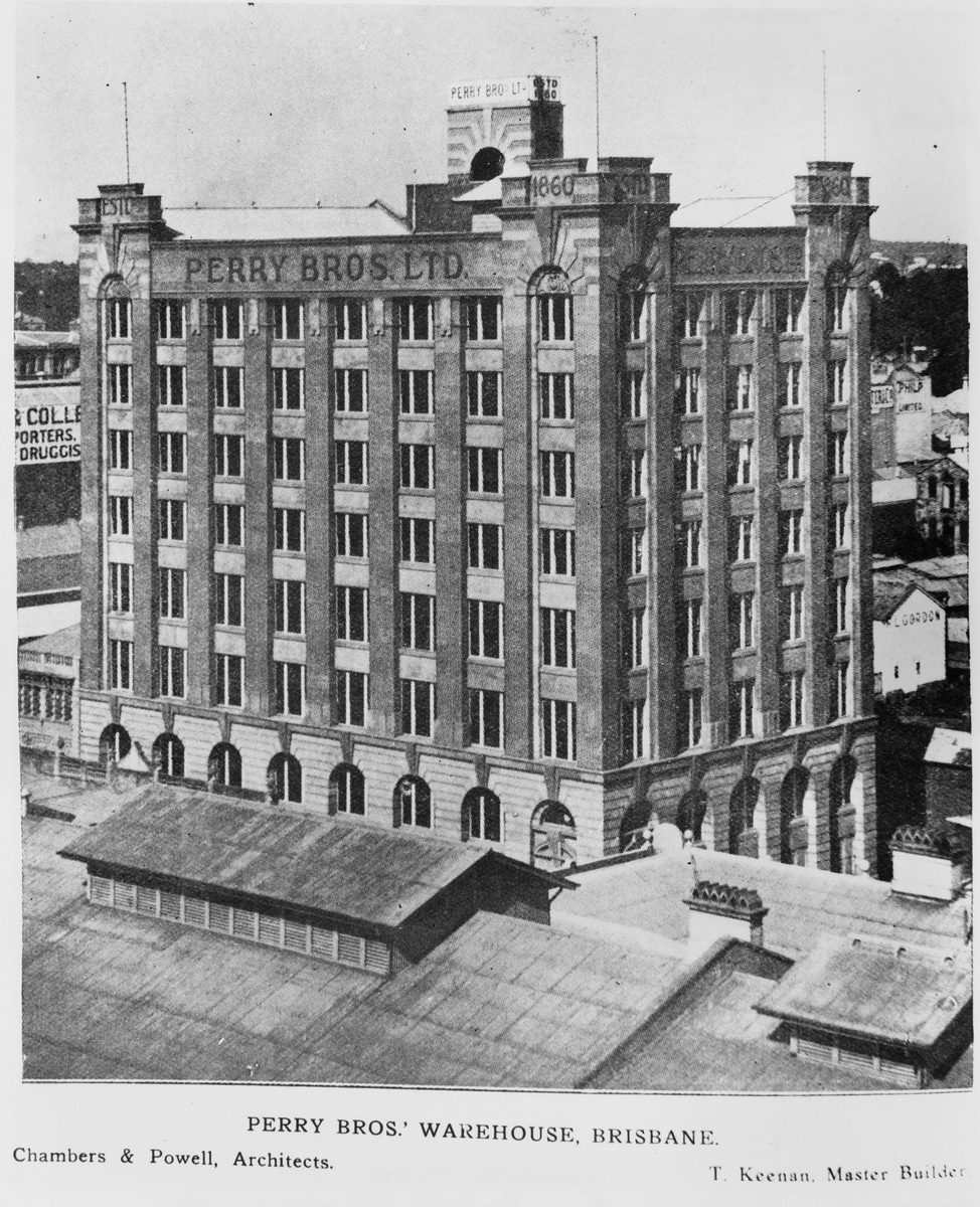 Perry Bros. warehouse, Brisbane, 1914, Brisbane City