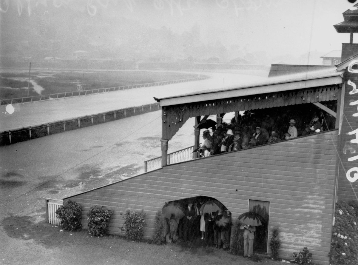 Albion Park racetrack after a storm, Brisbane, January 1941
