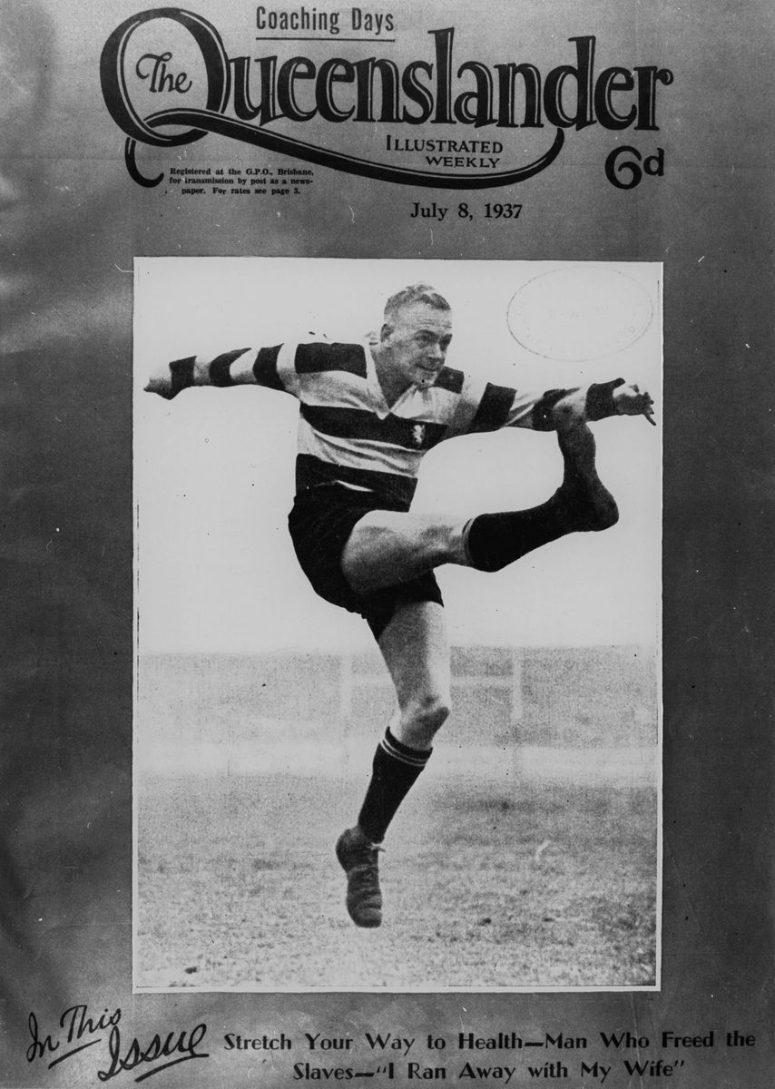 Front cover of The Queenslander showing an Australian Rugby Union footballer, July 1937, Brisbane
