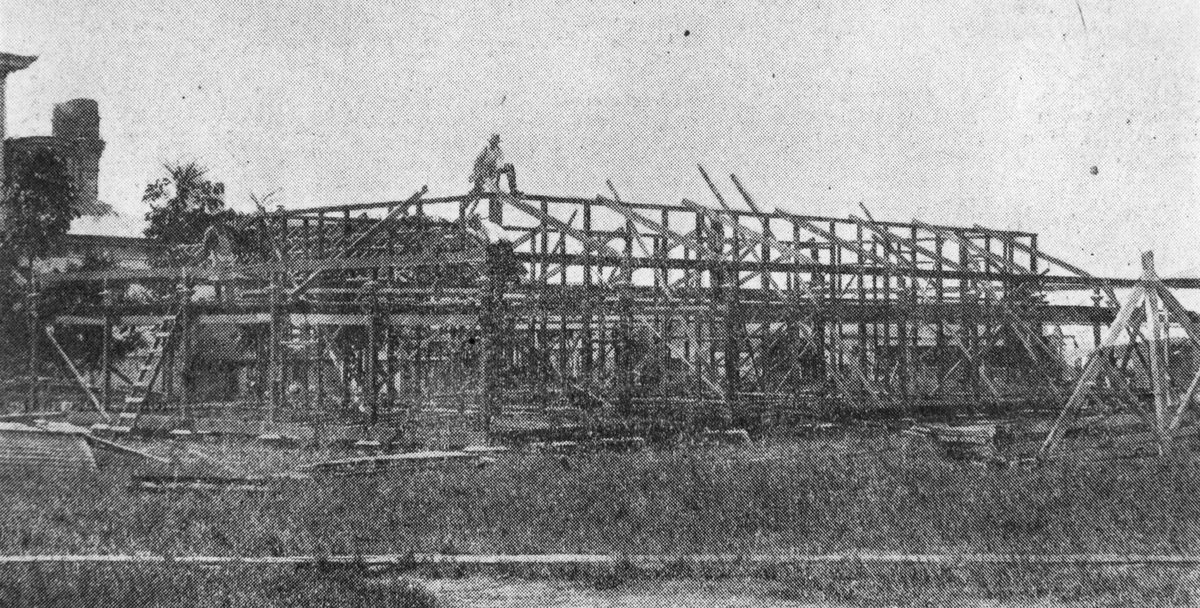 Erecting framework for the new dormitory at St. Vincent's Orphanage, Nudgee, 1906