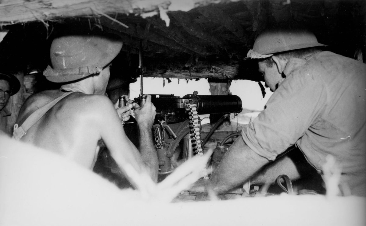 View from inside one of the bunkers protecting the Queensland coastline, Brisbane, January 1942