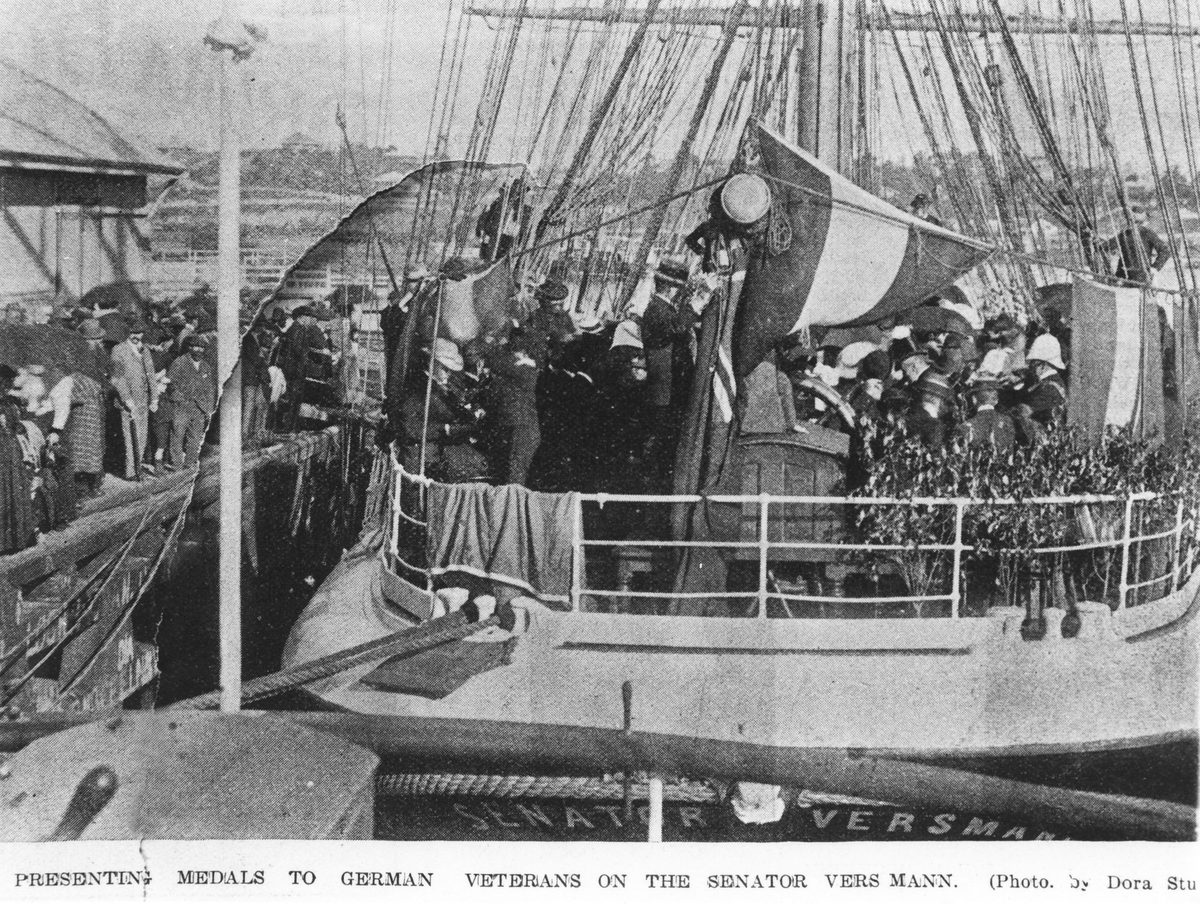 Presentation of medals on board the Senator Versmann, Brisbane, 1899