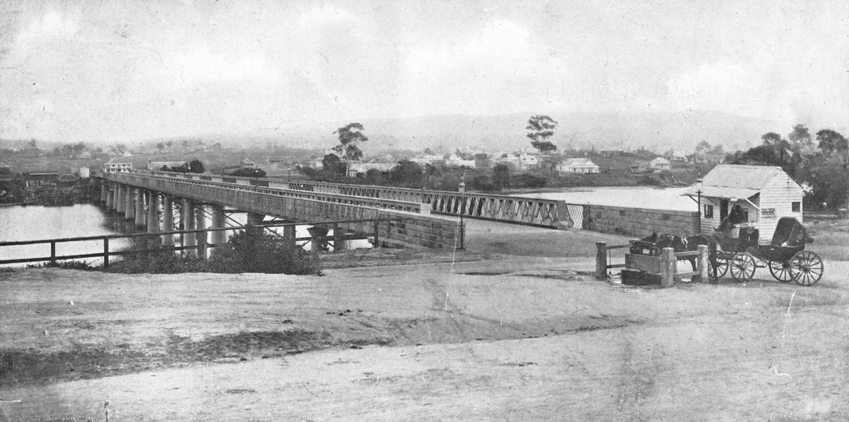 Victoria Bridge soon after completion, Brisbane, 1874, Brisbane City