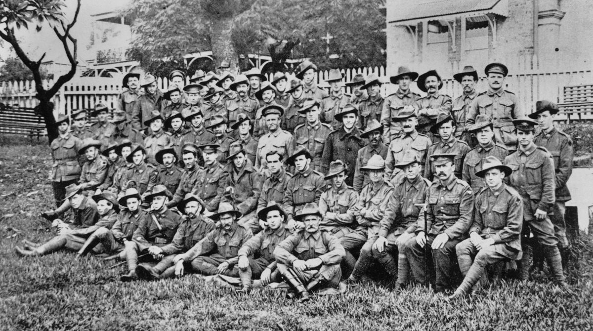 Group of soldiers returned from World War I and admitted to the Kangaroo Point Military Hospital, Brisbane, 1917