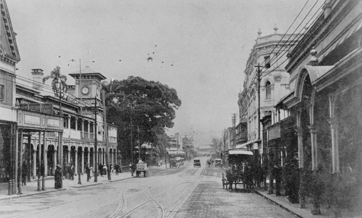 View looking down George Street, Brisbane, 1921, Brisbane City