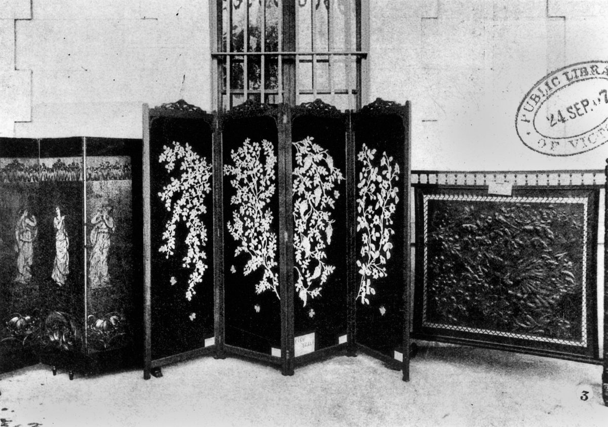 Oriental-style screens for the Australian Exhibition of Women's Work, September 1907, Brisbane