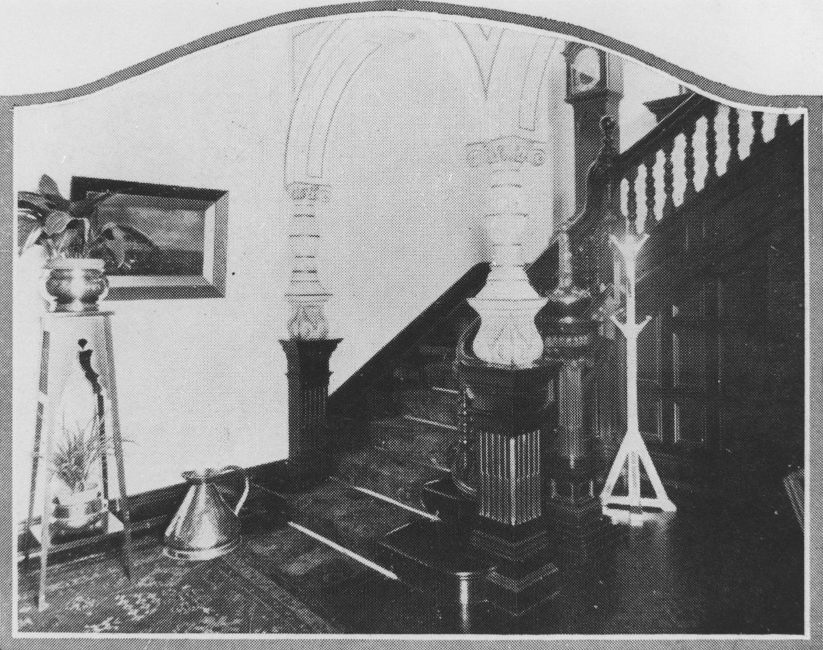 Elegant timber staircase of Ross Roy, Indooroopilly, 1922