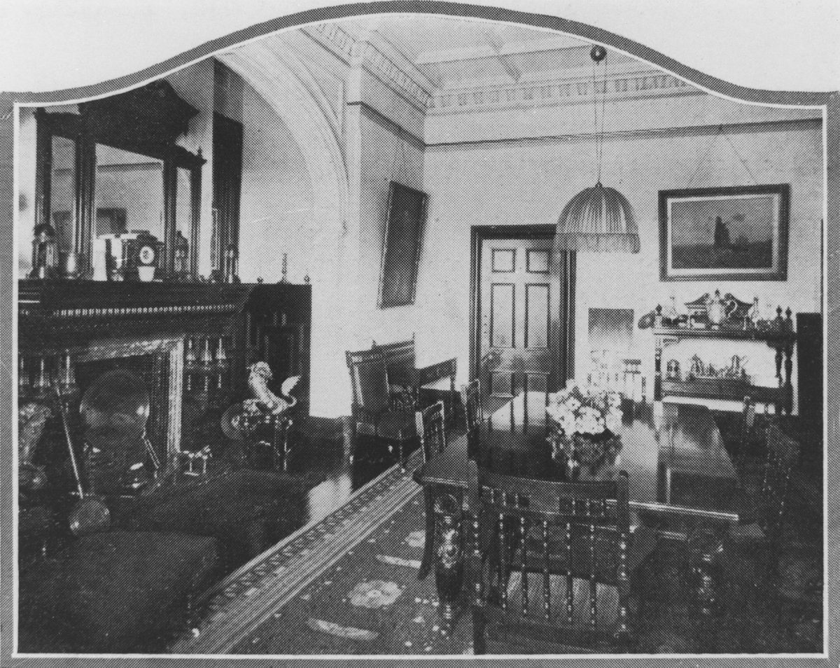 Portion of the elegant dining room at Ross Roy, Indooroopilly, 1922