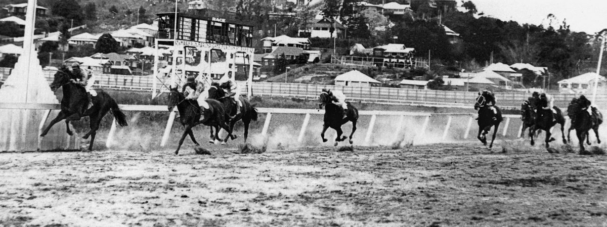 Crossing the finish line at Albion races, Brisbane, September 1931