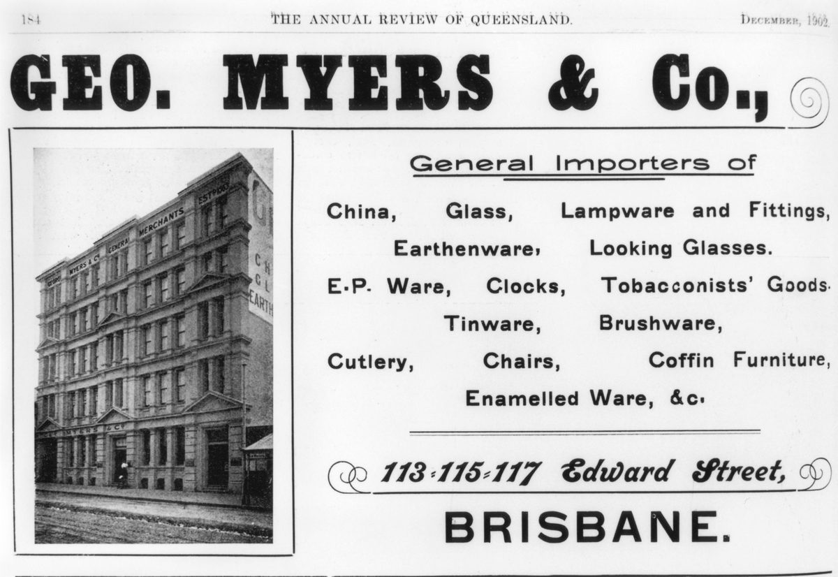 Premises of George Myers in Edward Street, Brisbane, 1902, Brisbane City