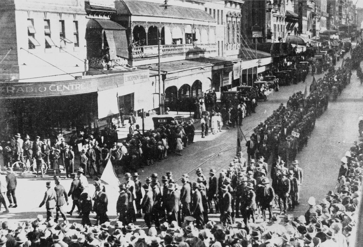 Anzac Day marchers, Brisbane, 1927