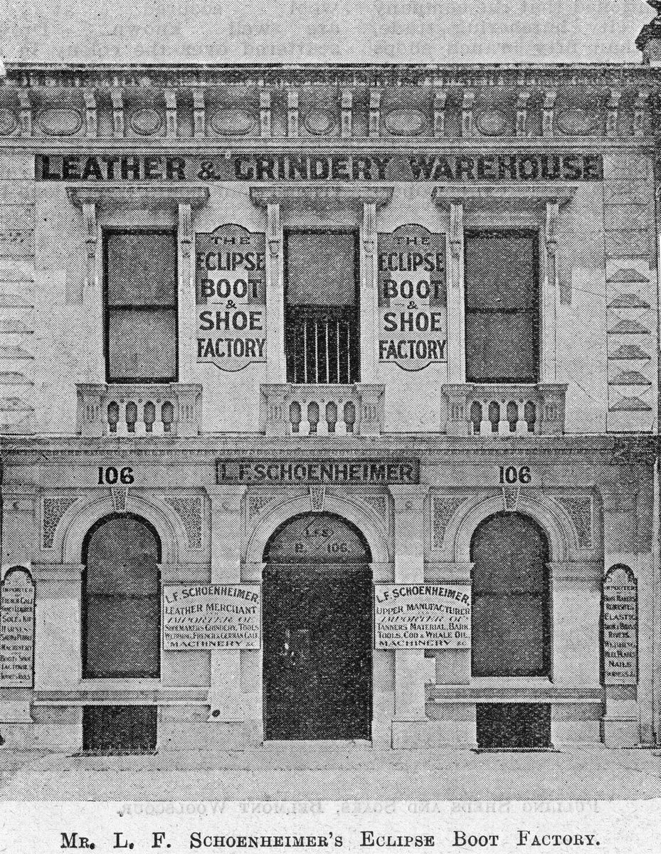 L. F. Shoenheimer's Eclipse Boot Factory, 1896, Brisbane City