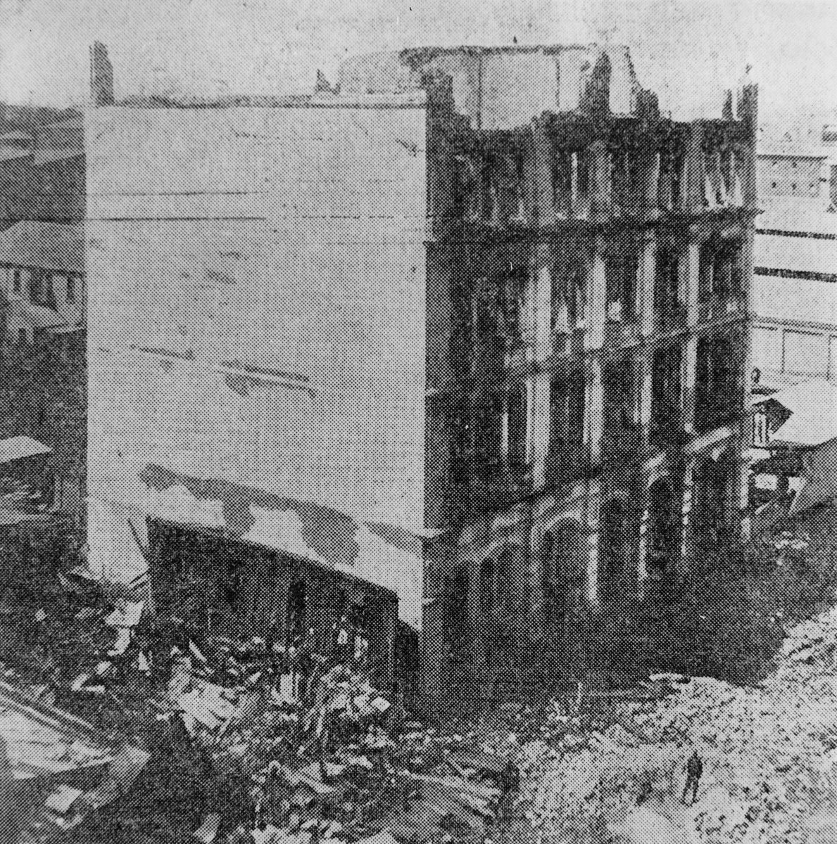 Butler Bros. Warehouse, Brisbane, after fire, 1916, Brisbane City