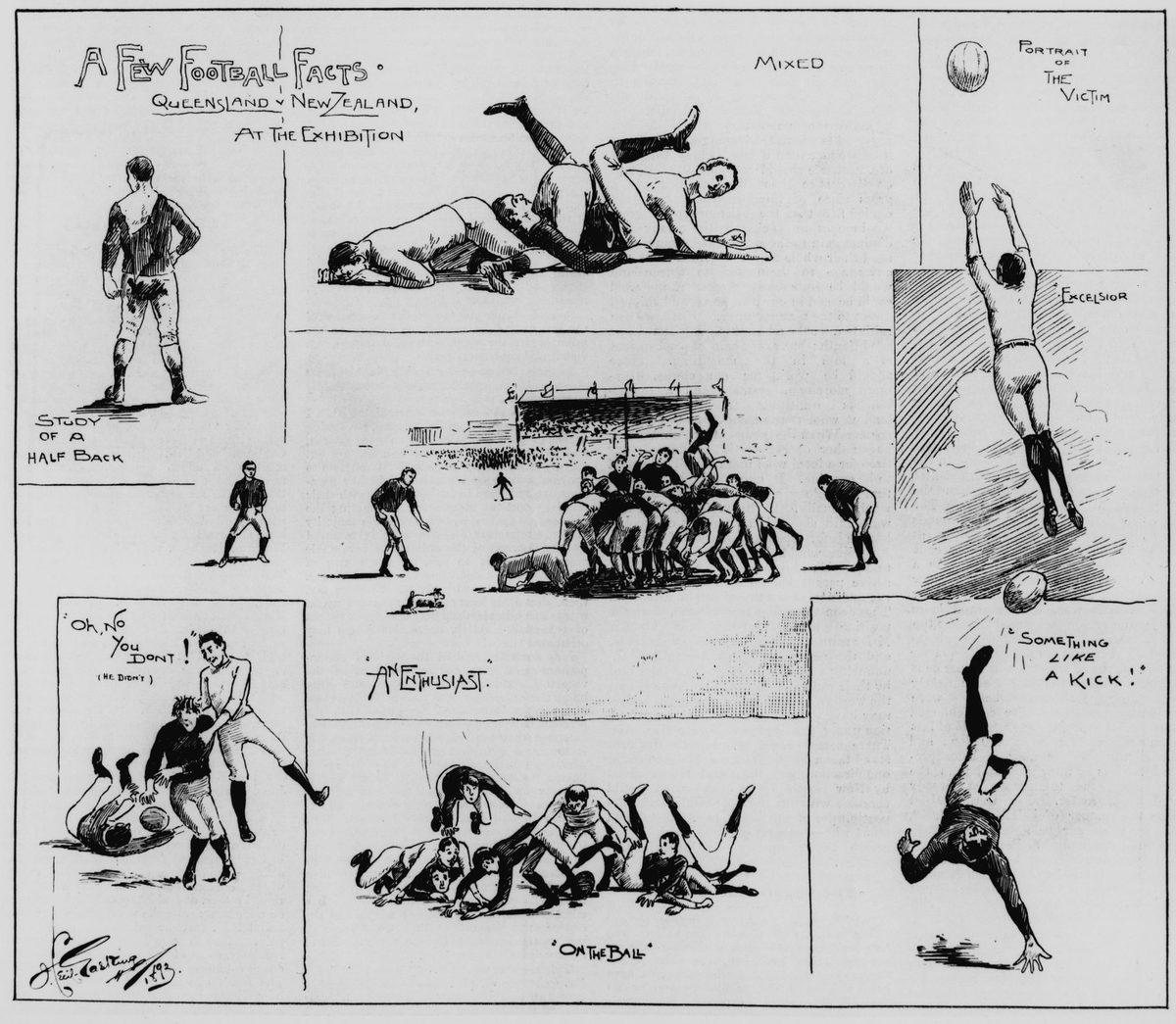 A few football facts - Queensland vs. New Zealand Rugby Union match at the Brisbane Exhibition Grounds, 1893, Bowen Hills