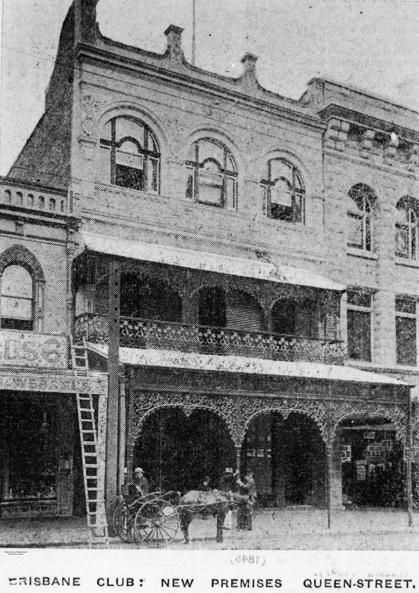 Exterior view of the Brisbane Club in Queen Street, 1906, Brisbane City