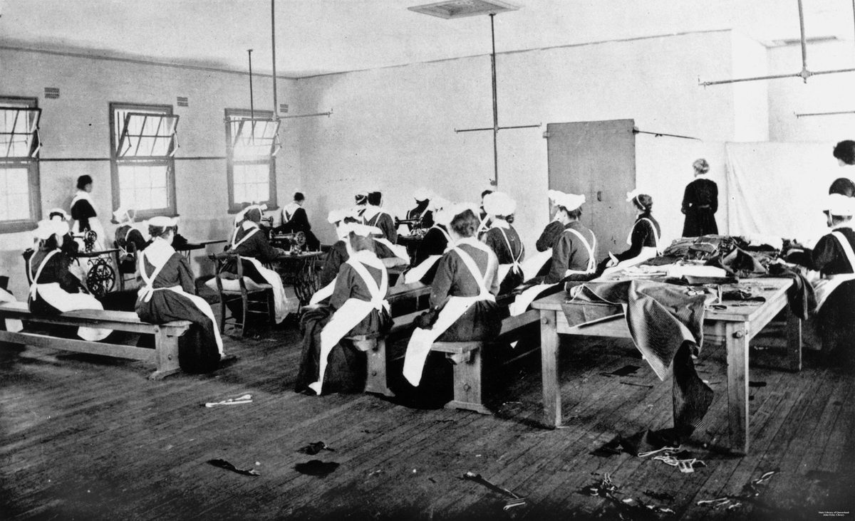 Tailoring and garment making in the female division of Boggo Road Gaol, Brisbane, 1913, Dutton Park