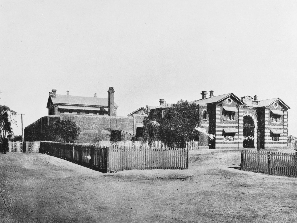 External view of the female division of the H.M. Prison, Boggo Road Gaol, Brisbane, 1912, Dutton Park