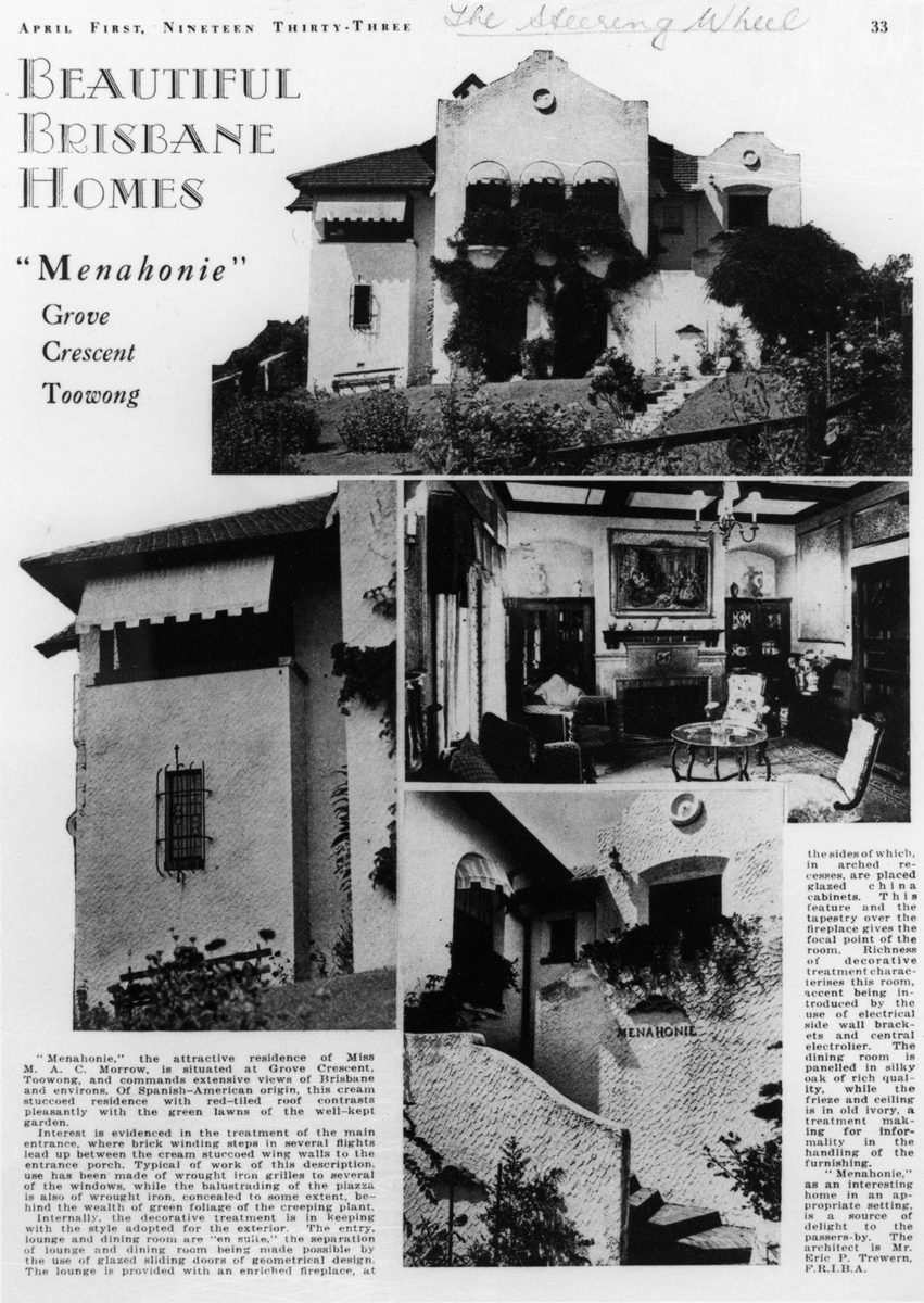 Menahonie, a beautiful Brisbane home, Toowong, 1933