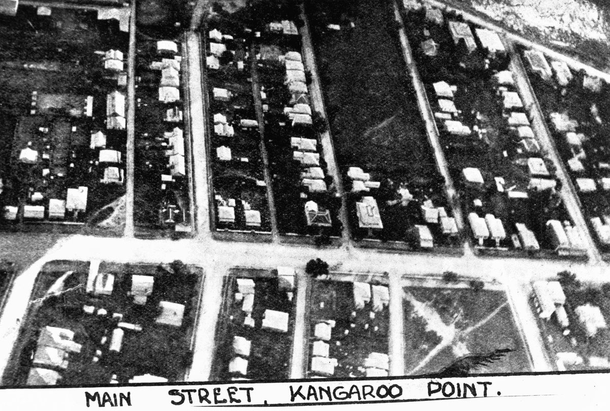 Aerial view of the suburb of Kangaroo Point, Brisbane, 1908