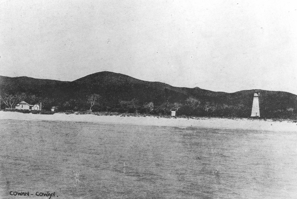 Pilot Station and lighthouse at Cowan Cowan, Moreton Island, 1908
