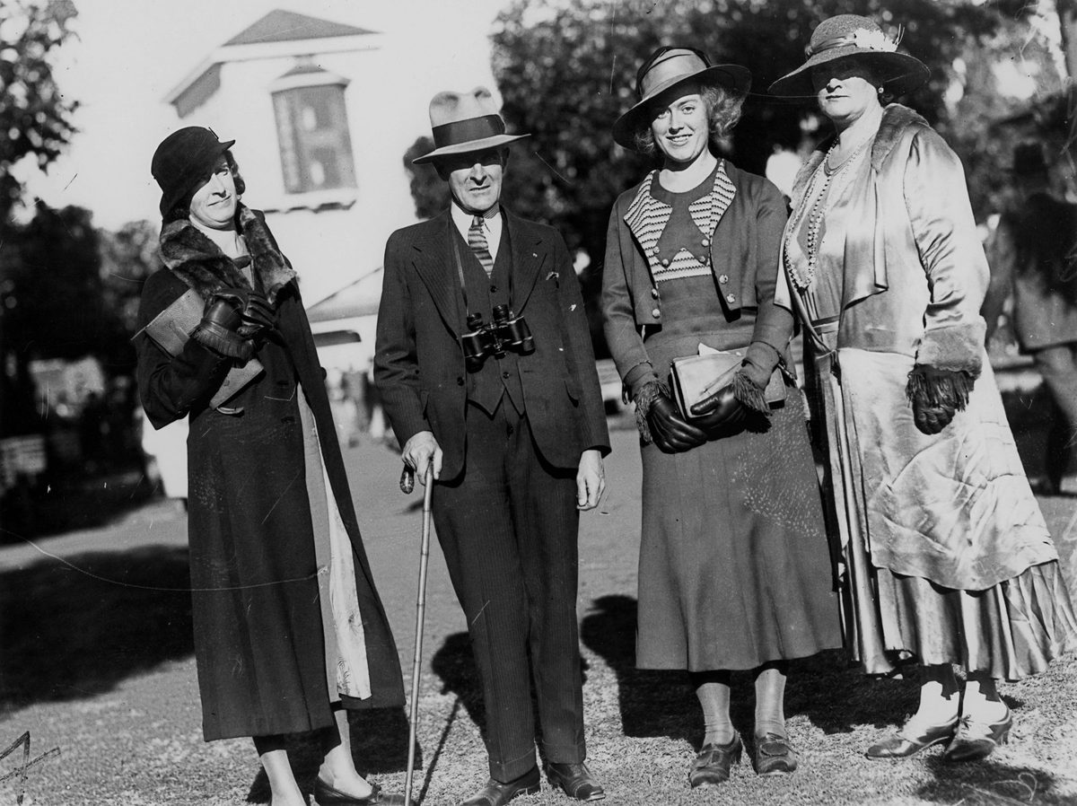 Group of racegoers at Ascot, Brisbane, August 1933