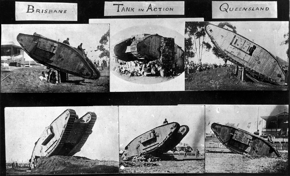 Tank in action, Brisbane, Queensland, 1919