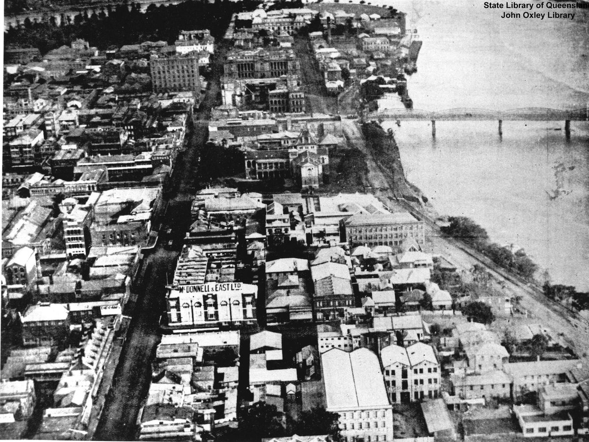 Aerial view of George Street, Brisbane, 1923, Brisbane City