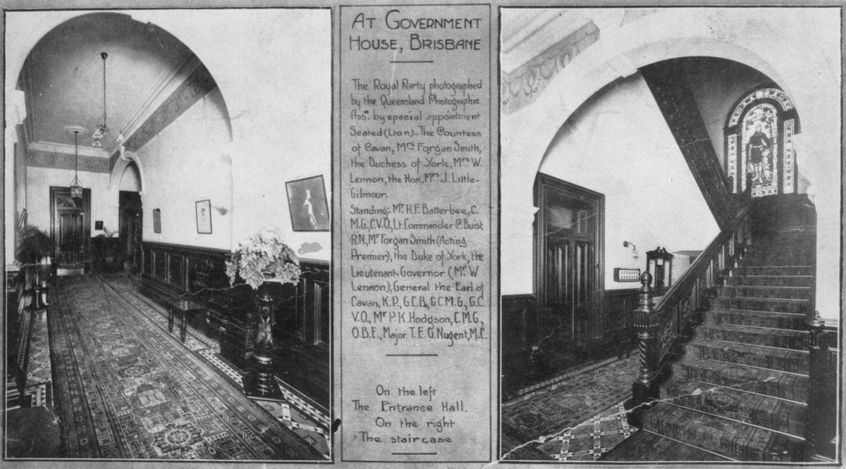 Grand entrance hall and staircase at Government House, Brisbane, 1927, Bardon