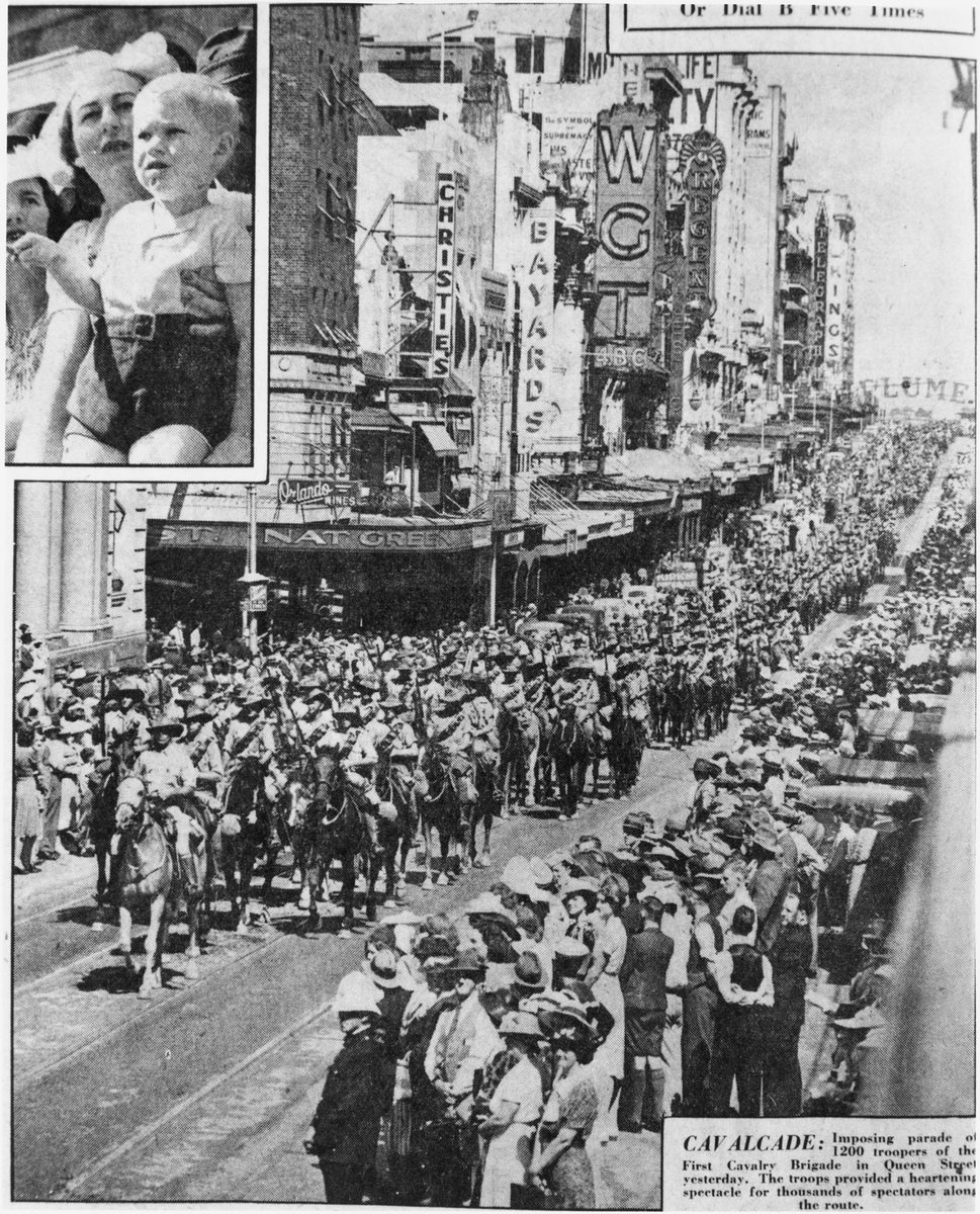 First Calvary Brigade parade in Queen Street, Brisbane, 1940, Brisbane City