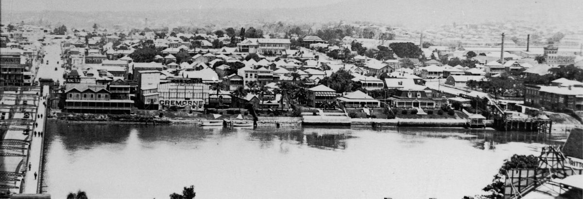 Bird's-eye view of South Brisbane, between Peel and Melbourne Streets, 1929