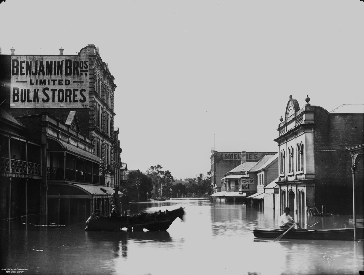Floods in Edward Street, Brisbane, 1893