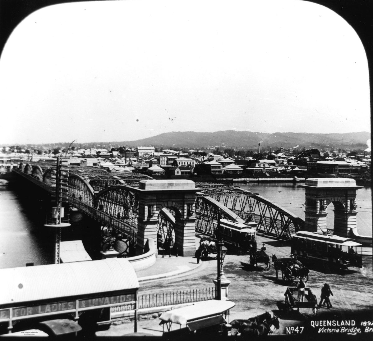 Traffic on Victoria Bridge, Brisbane, 1897, Brisbane City