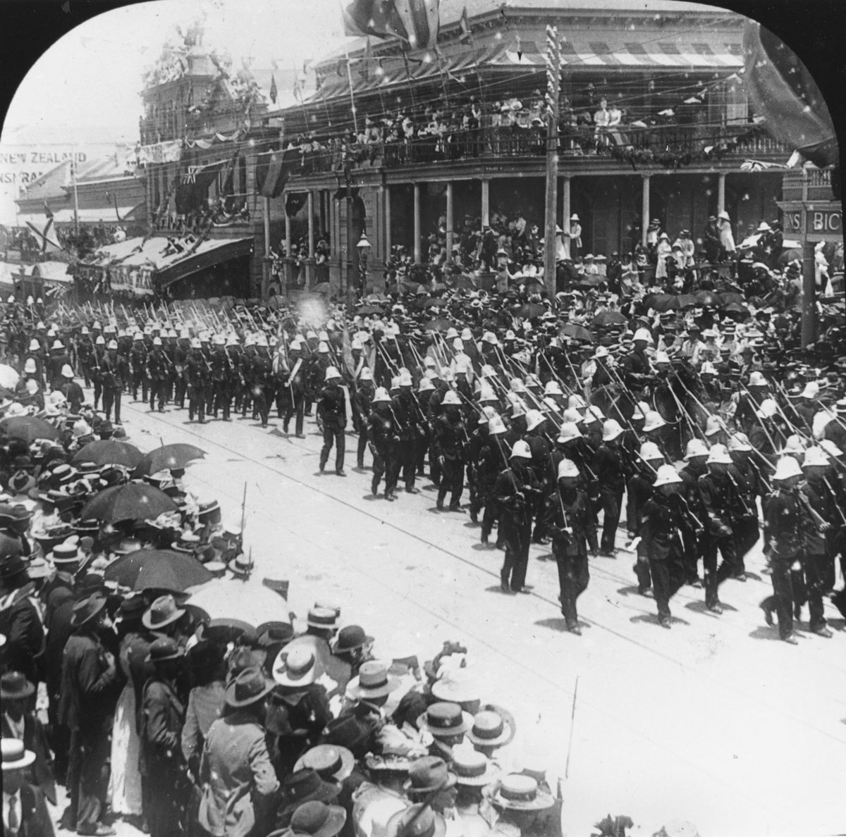 Boer War imperial troops march in Brisbane, 1901