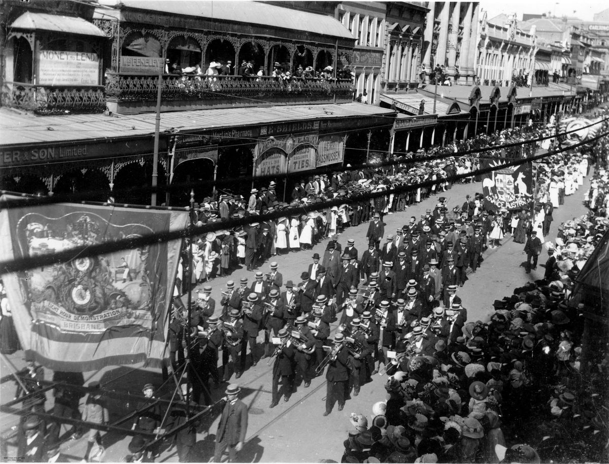 Eight Hour Day demonstration, Brisbane, 1908, Brisbane City