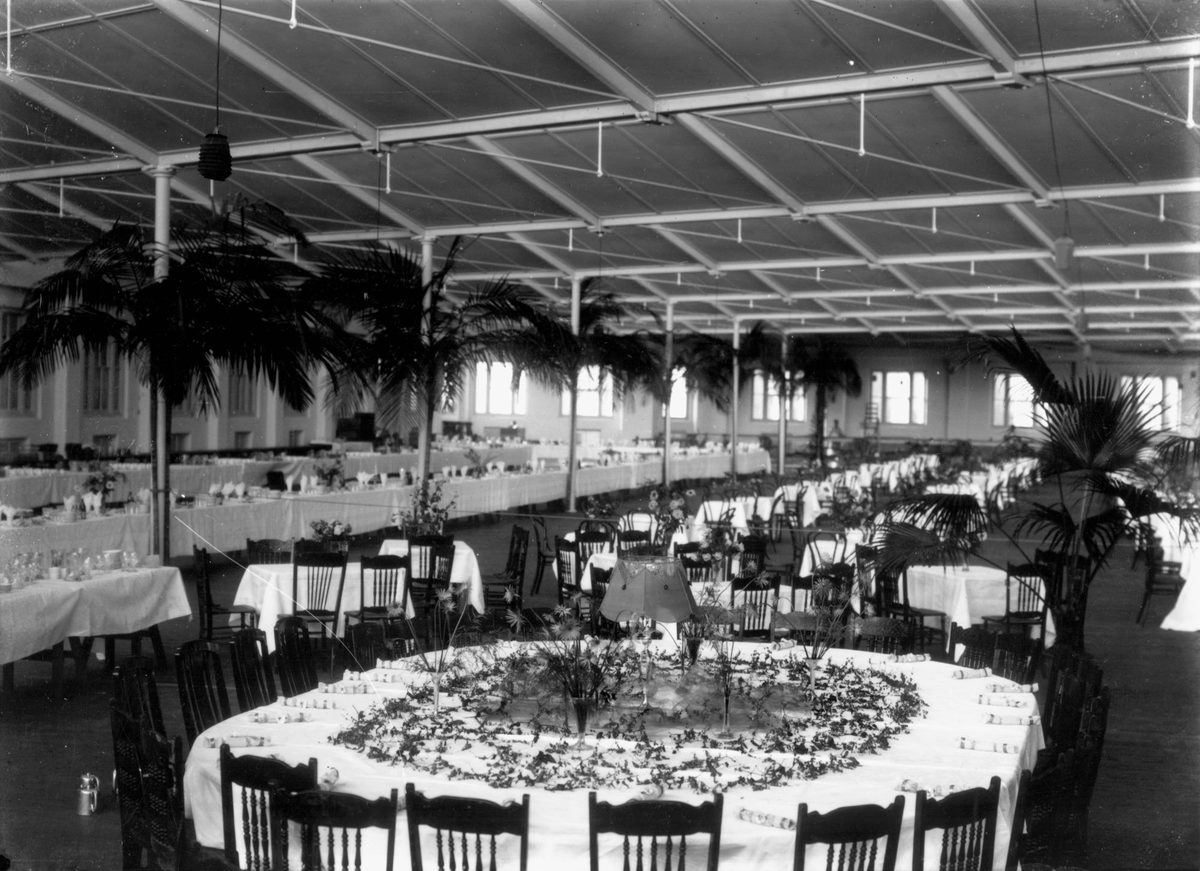 Tables ready for the Vice-regal ball in honour of The Duke and Duchess of York, April 1927, New Farm