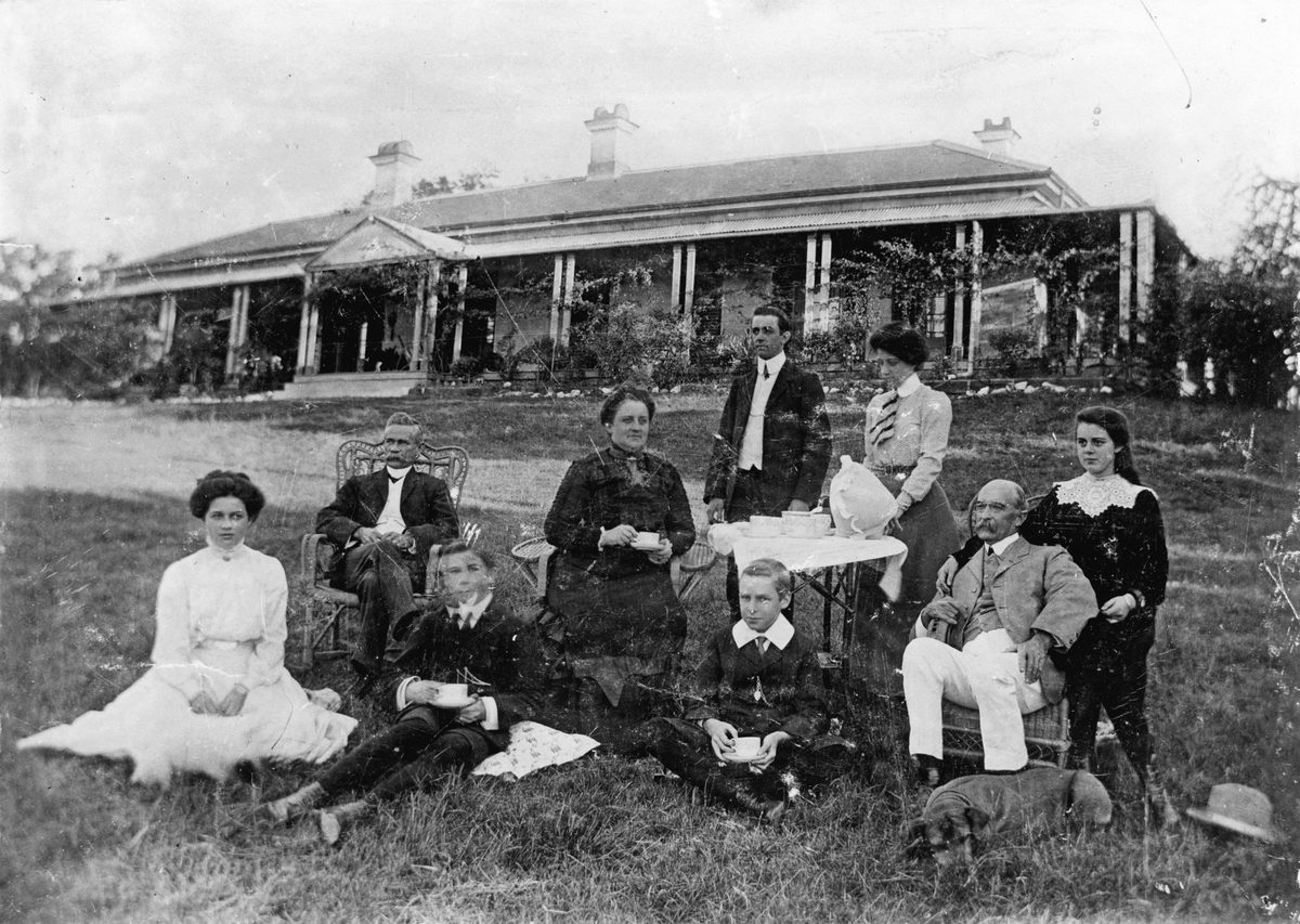 Tea on the lawn in front of Claremont, the Wilson residence at Ipswich, 1910 (1920)