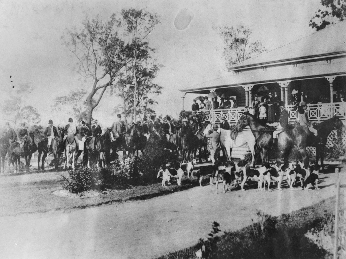 Fox hunt at 'Woodhill', Coorparoo, Brisbane, 1889