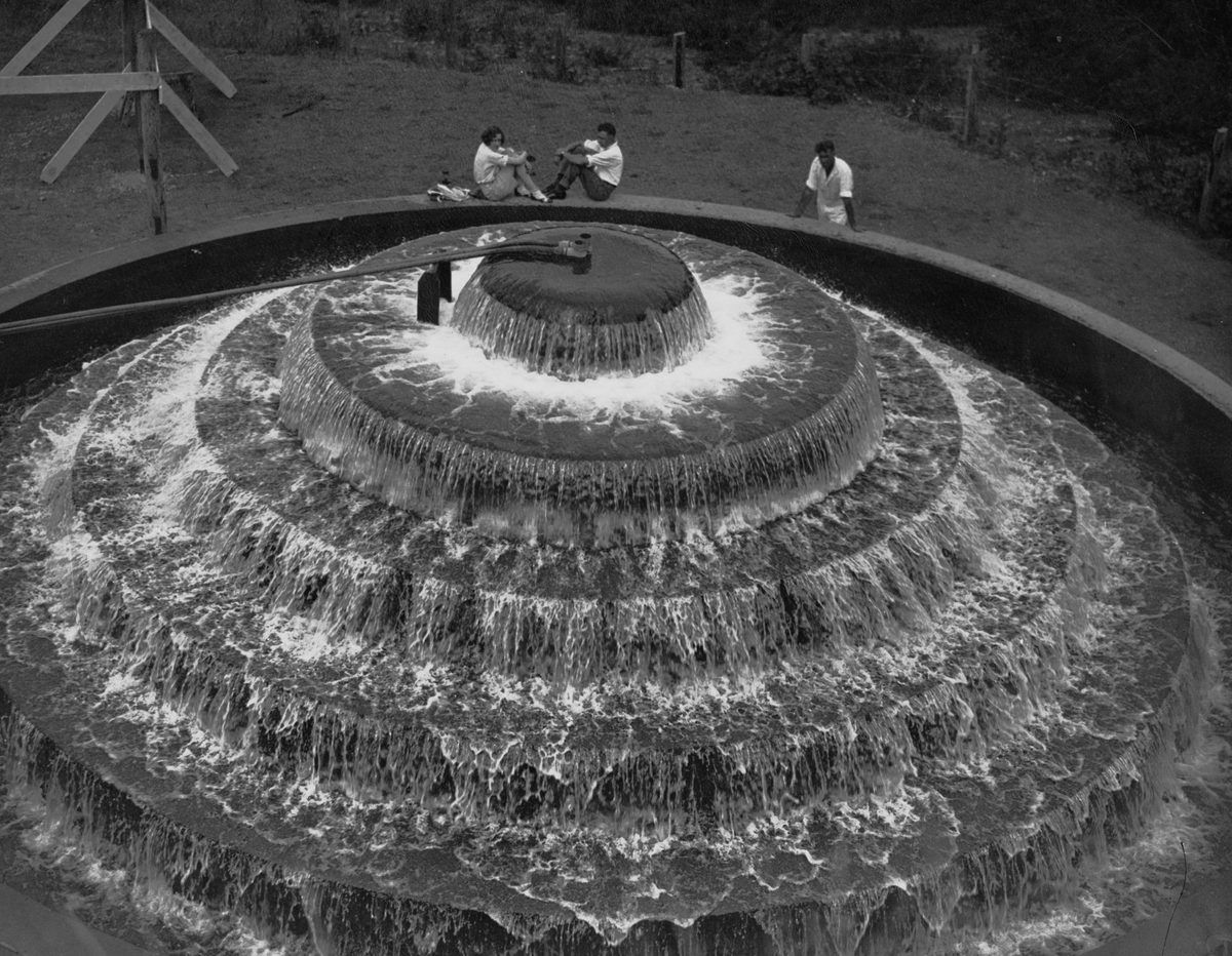 Water cascading at the Mount Crosby Waterworks, 1932