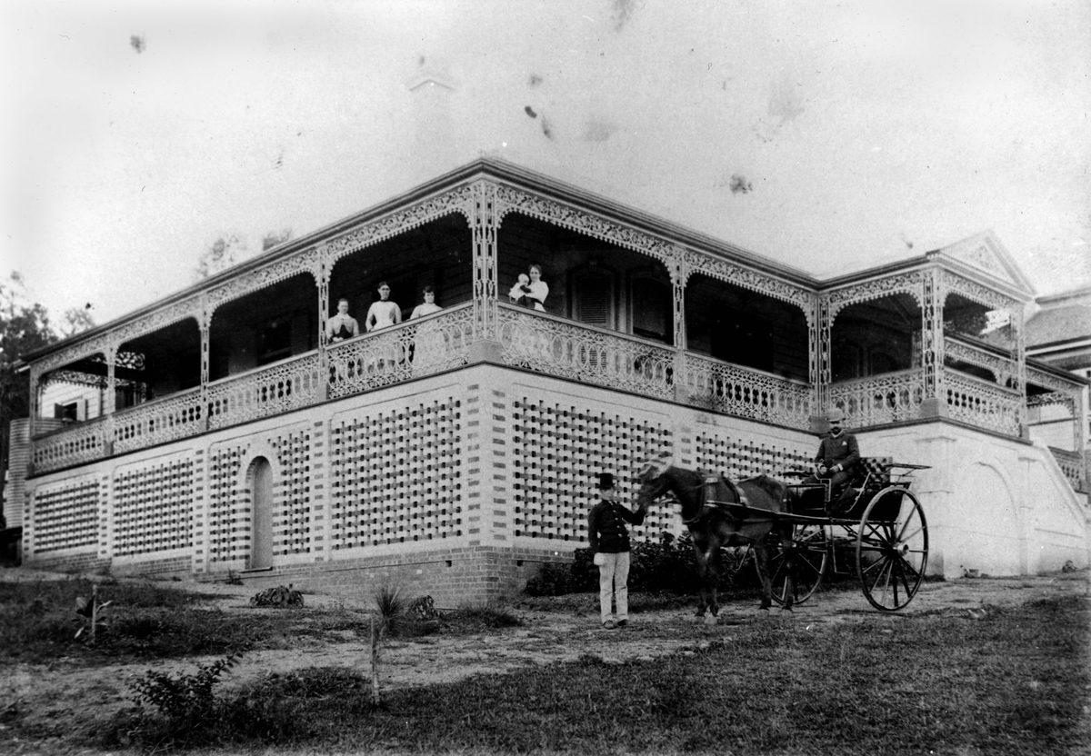 On the verandah at Miegunyah, a residence in Brisbane, 1886