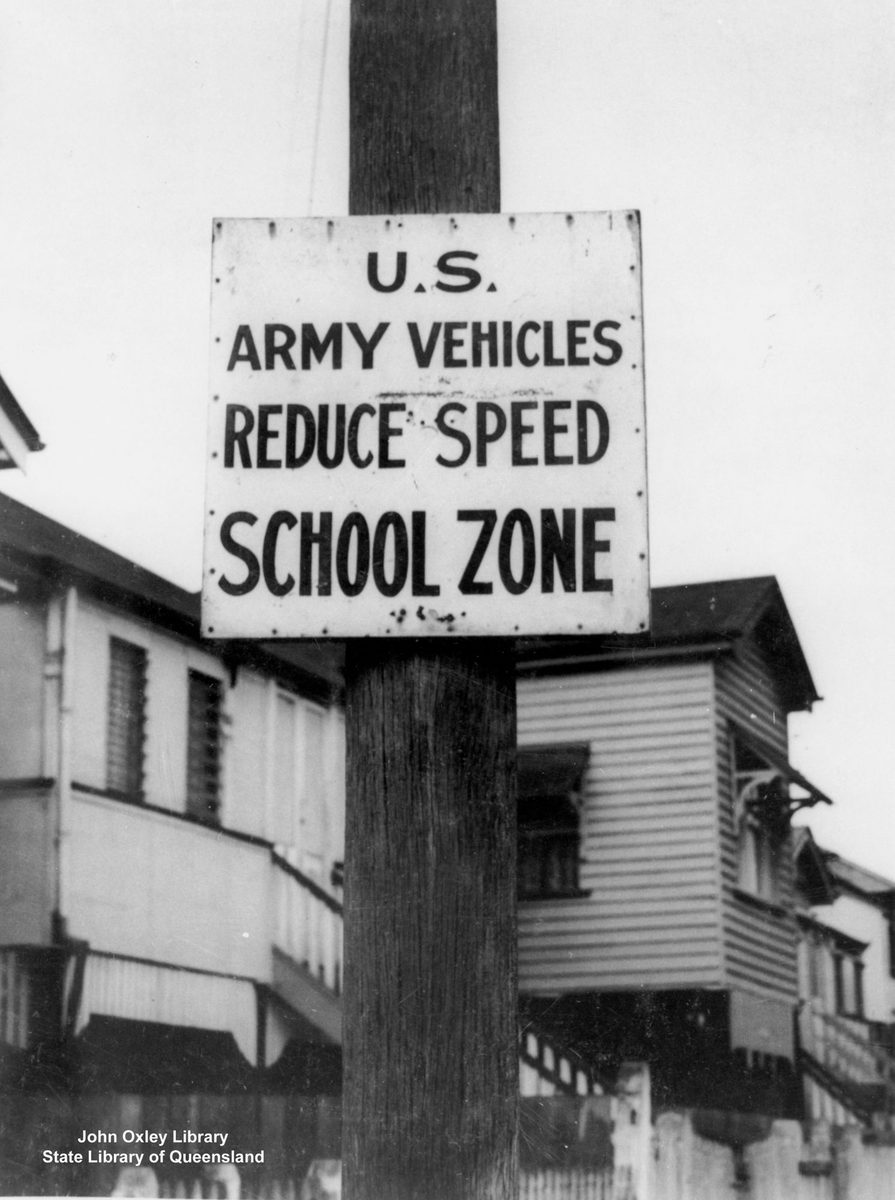 United States Army sign in James Street, New Farm, Brisbane, 1950