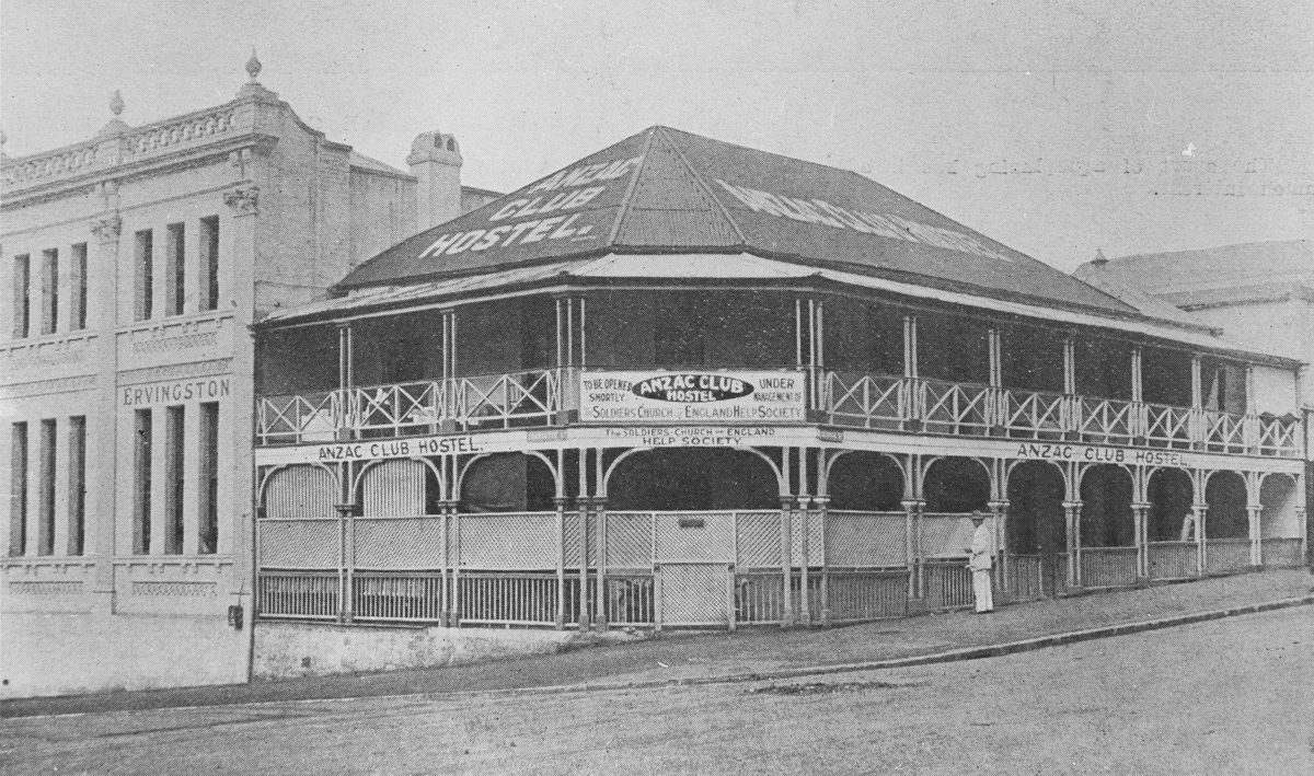 Anzac Club Hostel on the corner of George and Charlotte Streets, Brisbane, Queensland, 1919, Brisbane City