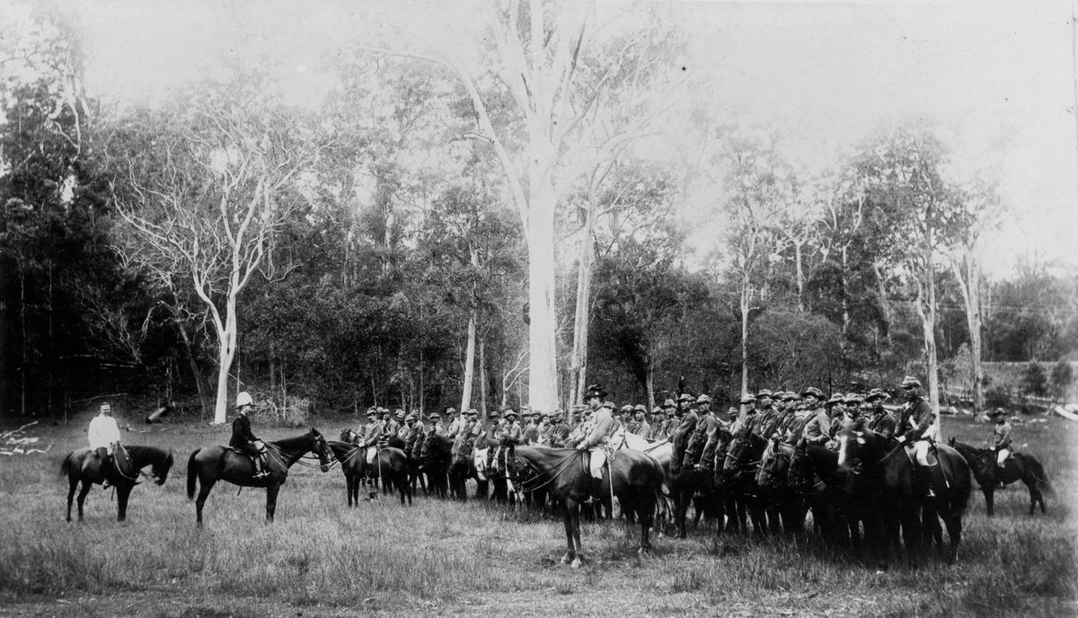 Review of No. 4 Company by Major-General Owen, Pine River district, April 1894, Pine Rivers