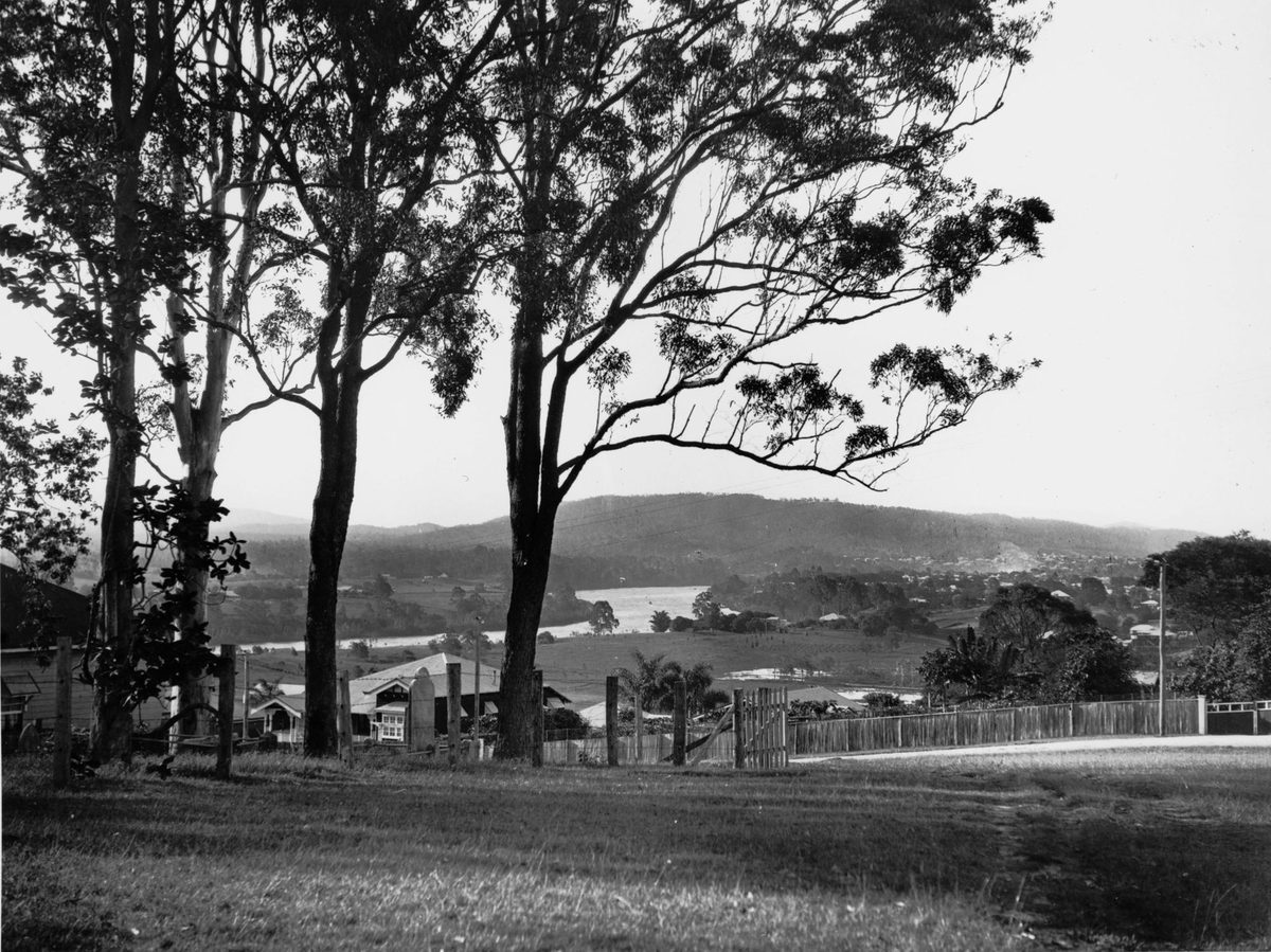 Panoramic view from Francis Lookout, Corinda, across the Brisbane River towards Mt. Coot-tha, 1931